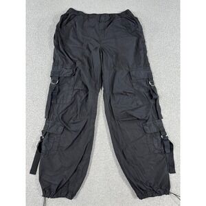 Garage Cargo Pants Women's Medium Black Relaxed Fit Baggy Straps Steetwear Skate